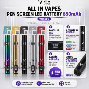 All in Vapes Pen Screen LED Battery 650mAh – Variado