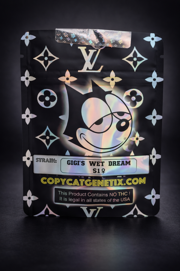 Bolsa de cannabis con diseño holográfico Gigi’s Wet Dream semillas feminizadas cannabis copy cat genetic x 6 und